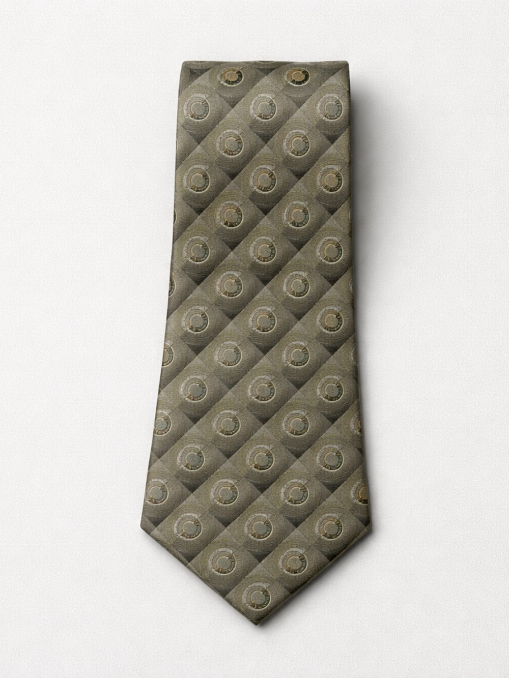 Paul Dione Men's Olive Patterned Silk Tie - Classic Business Style